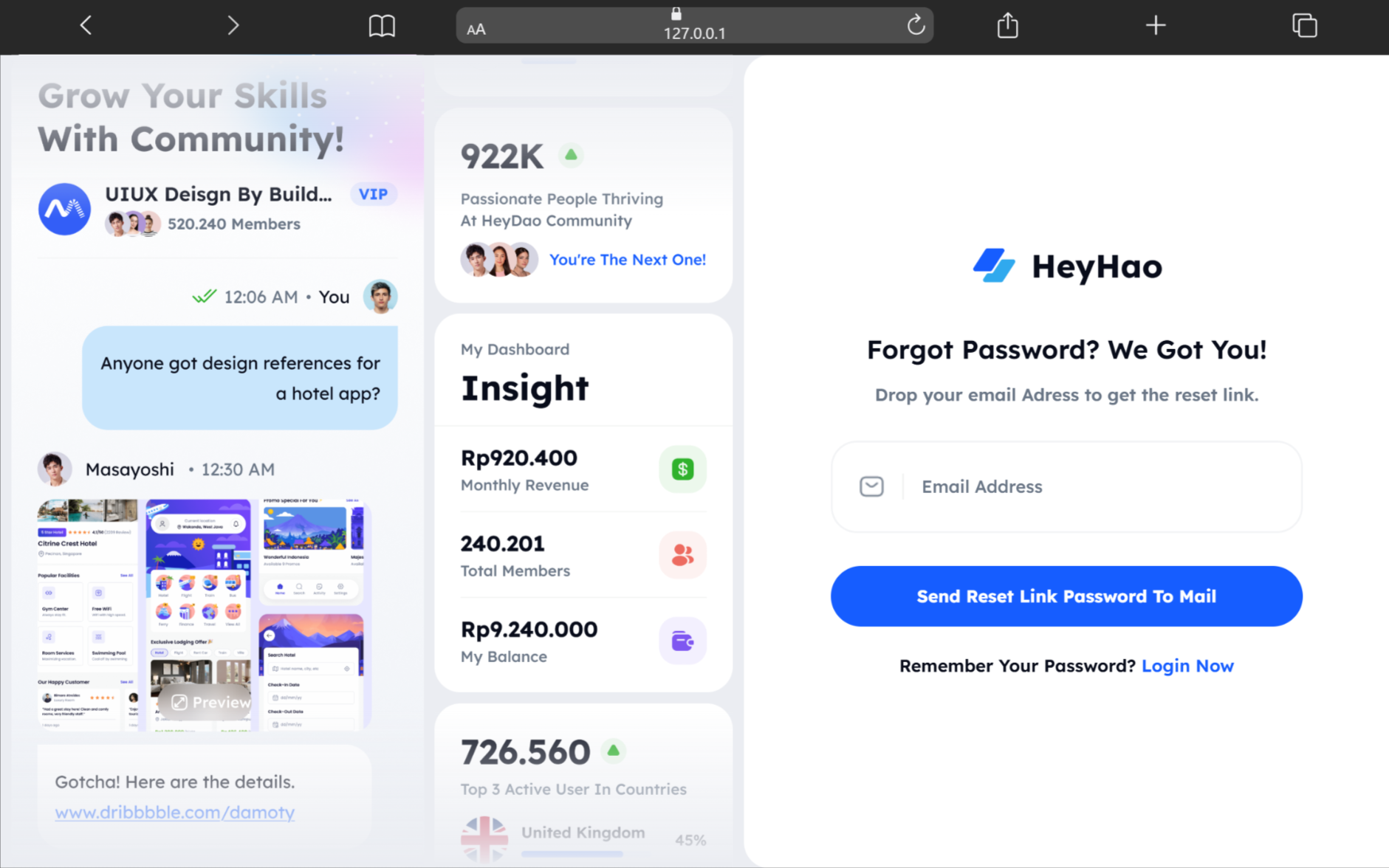HeyHao - Forget Password Chatting Web Design
